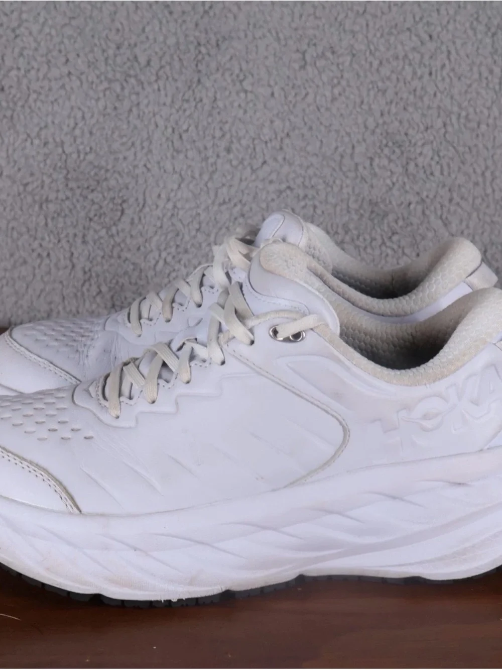 Hoka White Athletic Walking Shoes